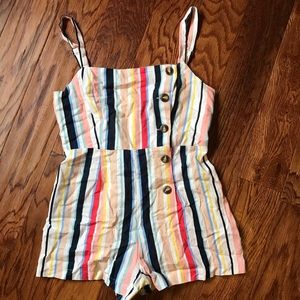 Pink Lily Striped Romper